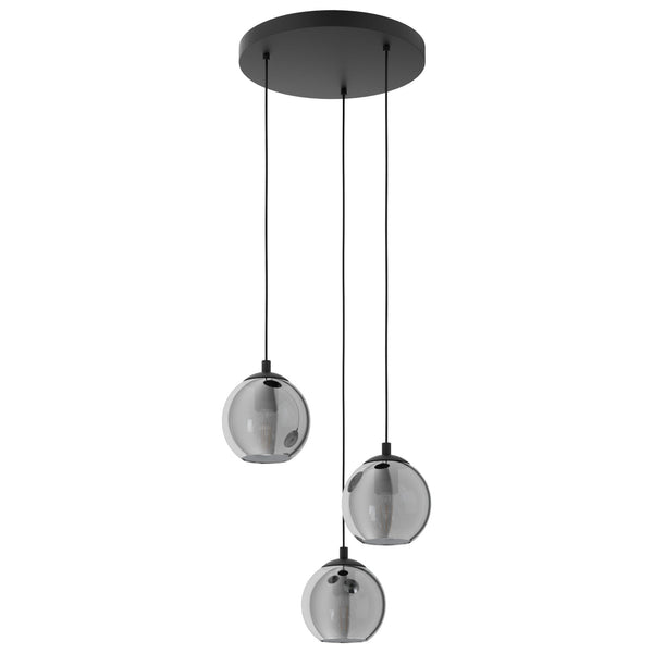 Ariscani Triple Pendant with Transparent Black Vaporized Glass