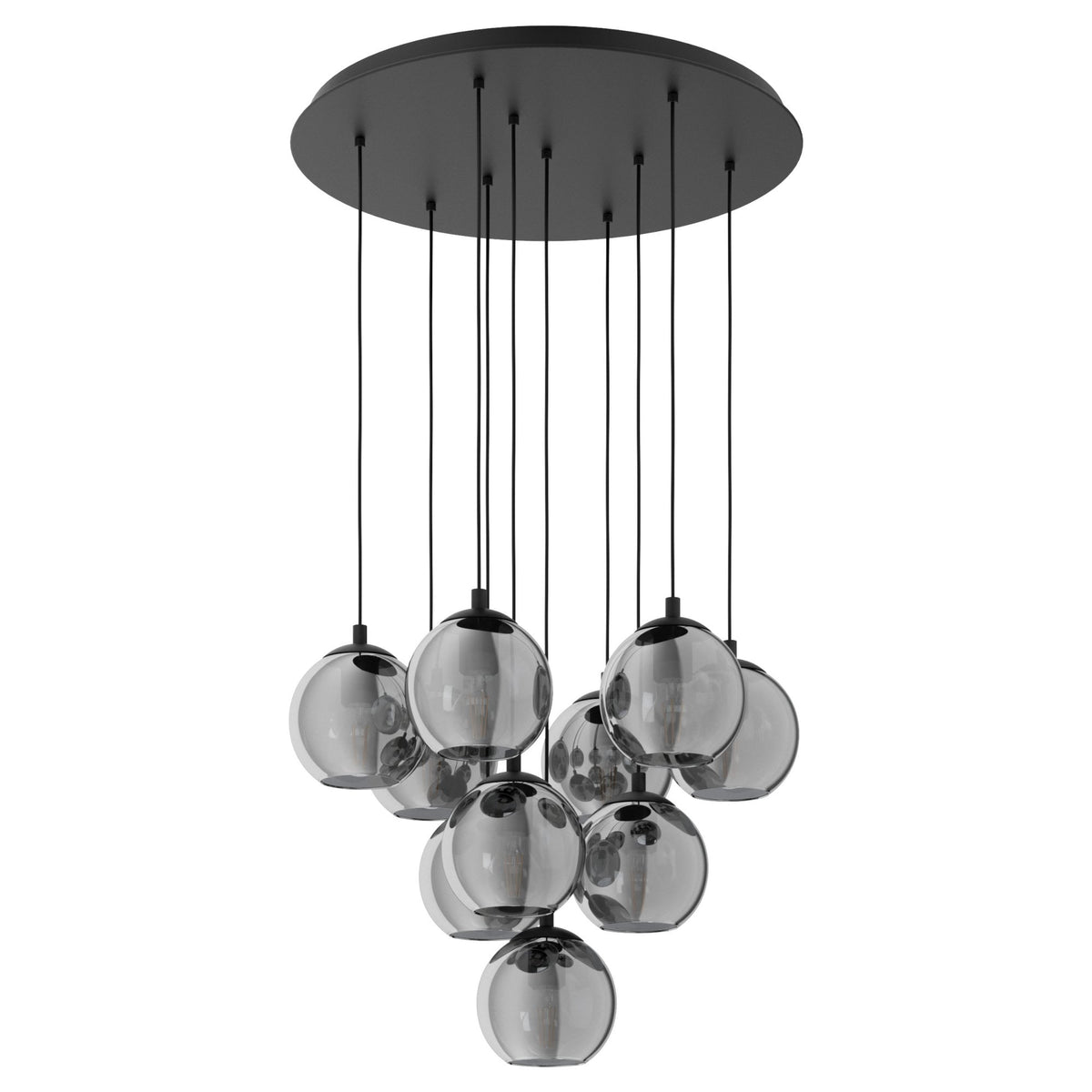 Ariscani 10 Drop Pendant with Transparent Black Vaporized Glass