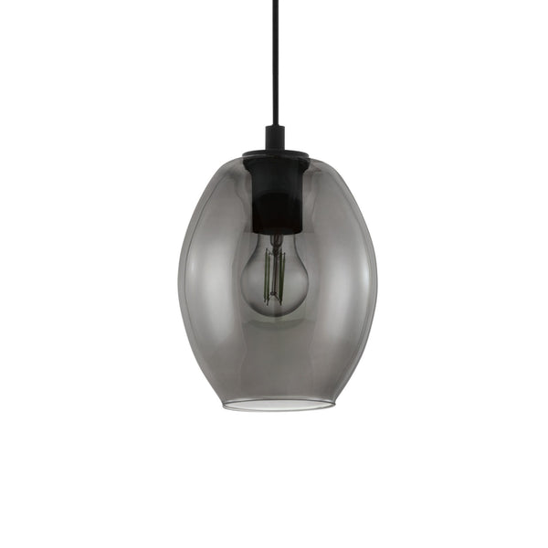 Cadaques Single Pendant with Transparent Black Smoked Glass