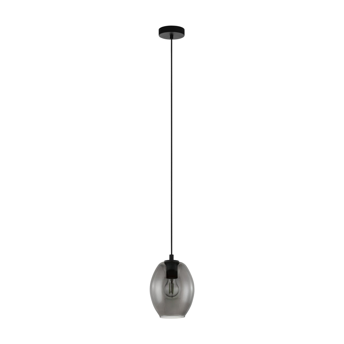 Cadaques Single Pendant with Transparent Black Smoked Glass