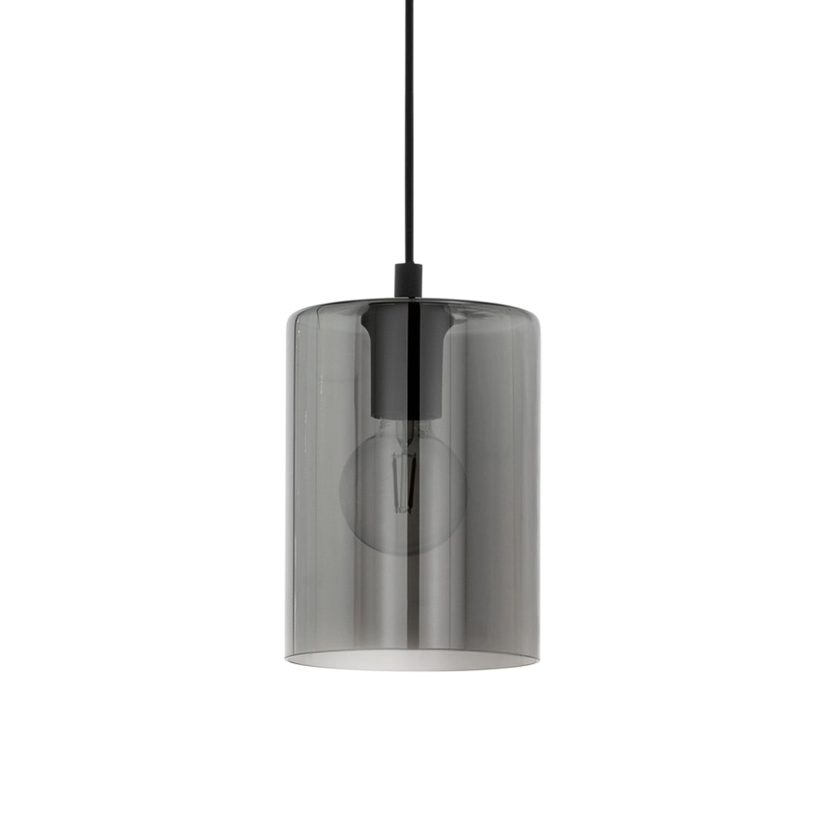 Cadaques 1 Single Pendant with Transparent Black Smoked Glass