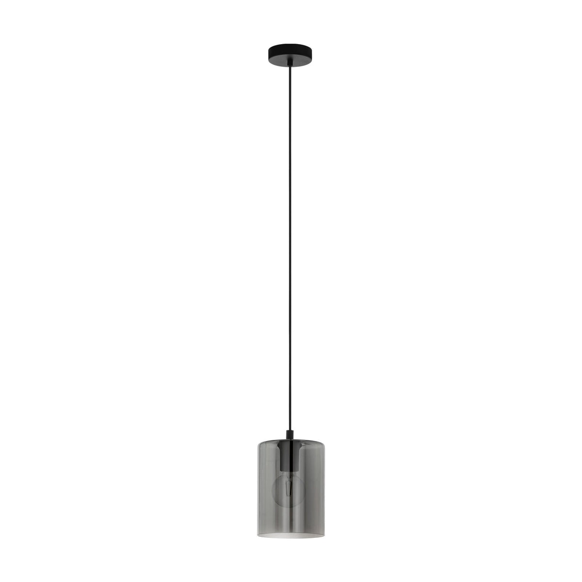 Cadaques 1 Single Pendant with Transparent Black Smoked Glass