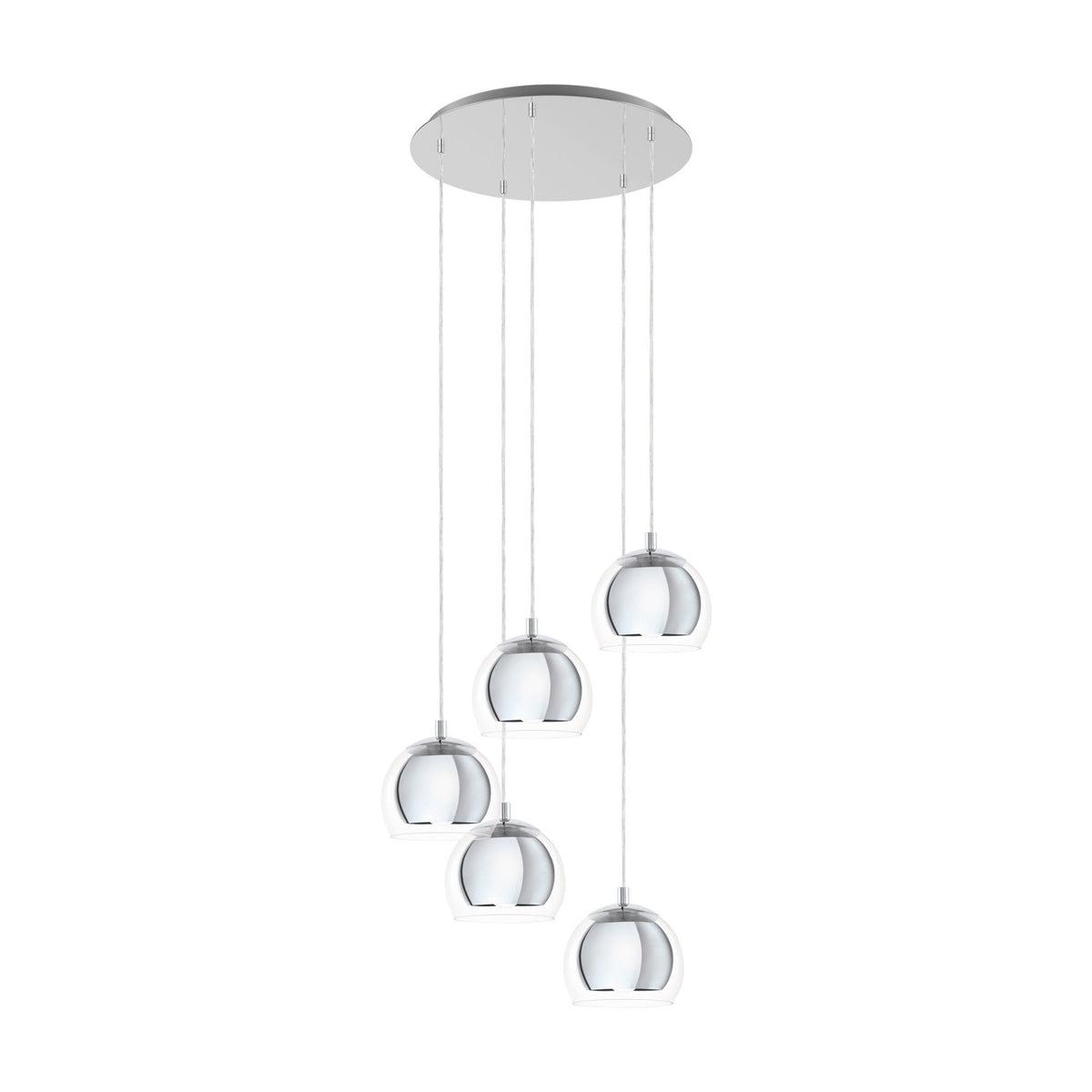 Rocamar 1 Five Drop Chrome and Glass Pendant