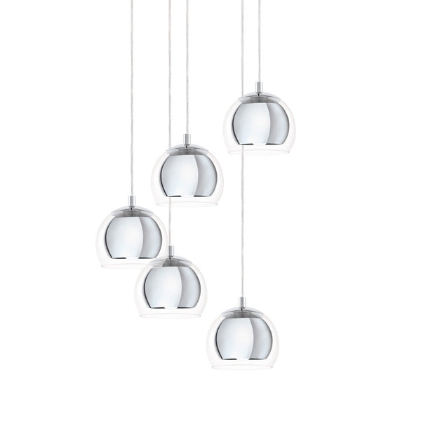 Rocamar 1 Five Drop Chrome and Glass Pendant
