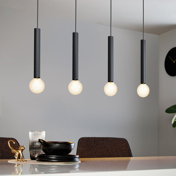 Cortenova Four Drop Bar Pendant in Black