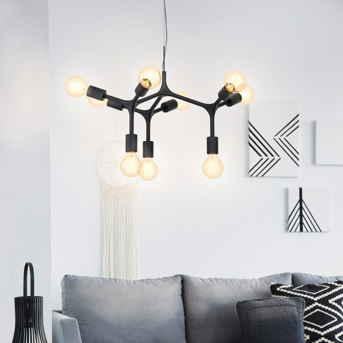 Bocadella Nine Lamp Pendant in Black