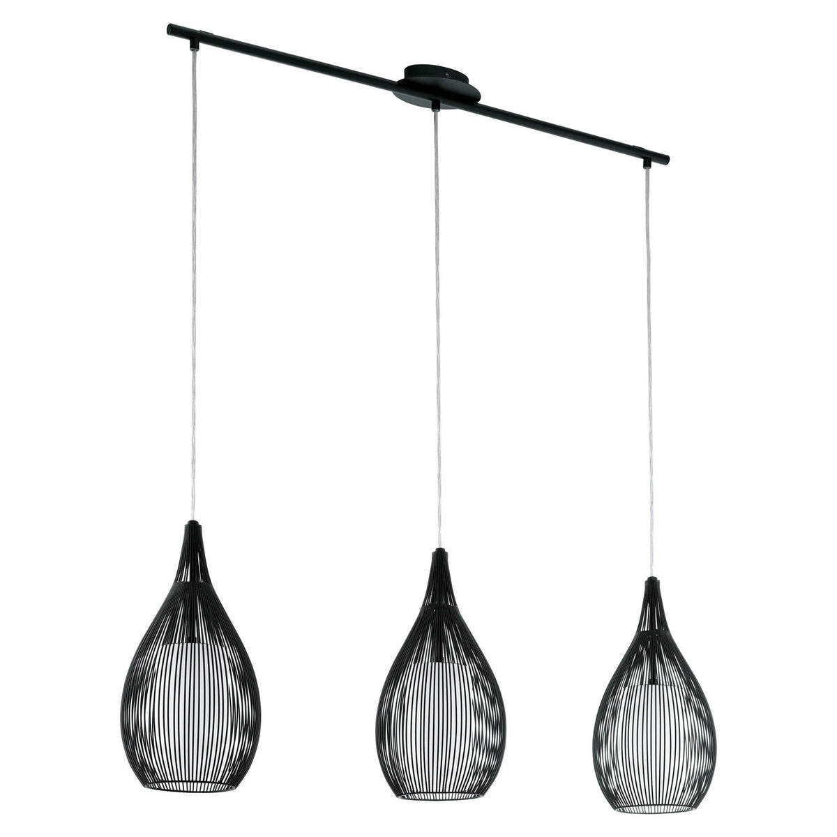 Razoni Steel Triple Drop Bar Pendant in Black