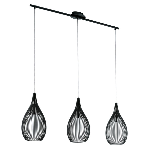 Razoni Steel Triple Drop Bar Pendant in Black