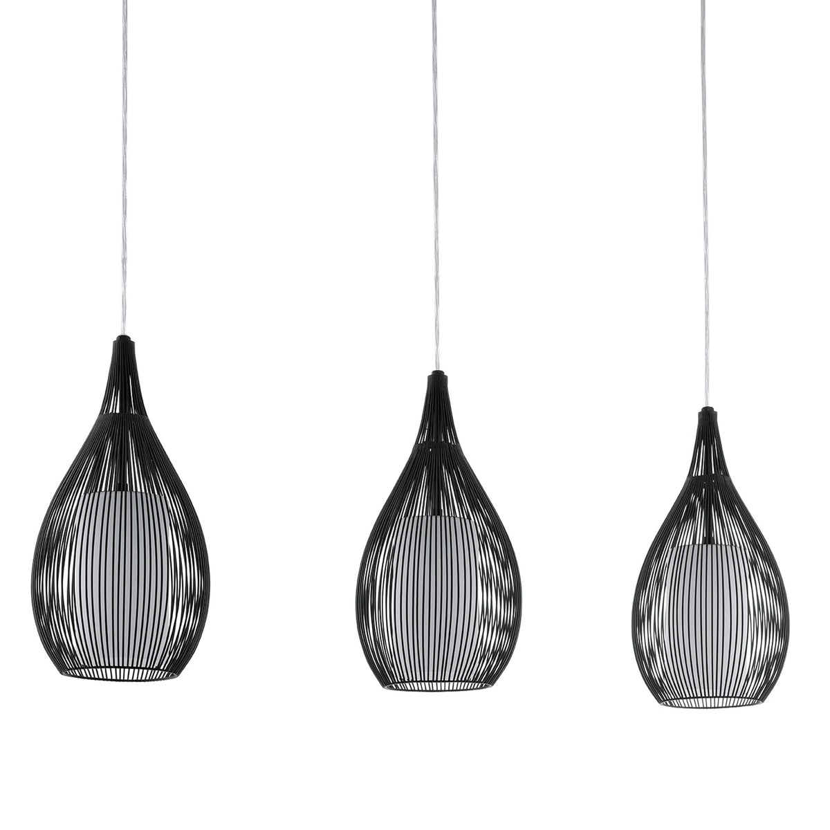 Razoni Steel Triple Drop Bar Pendant in Black