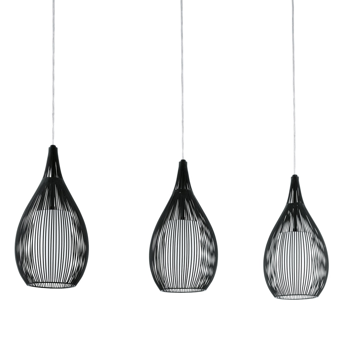 Razoni Steel Triple Drop Bar Pendant in Black