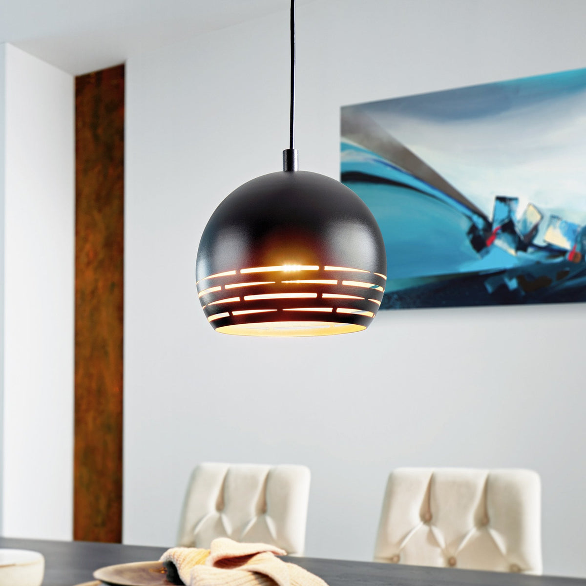 Camastra Pendant in Black with Gold Inner