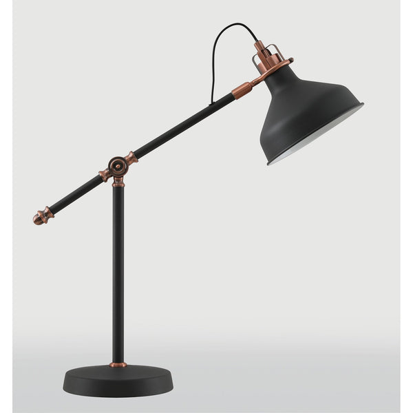 Modbury Adjustable Table Lamp in Textured Graphite & Copper