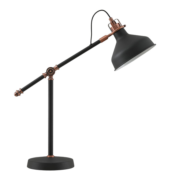 Modbury Adjustable Table Lamp in Textured Graphite & Copper