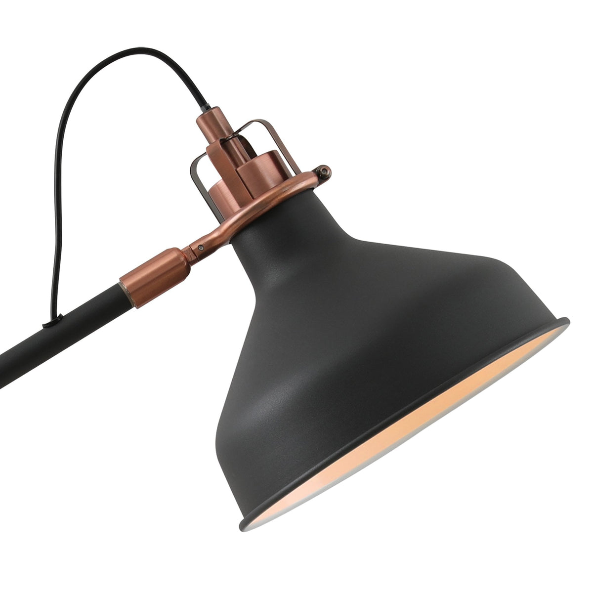 Modbury Adjustable Table Lamp in Textured Graphite & Copper