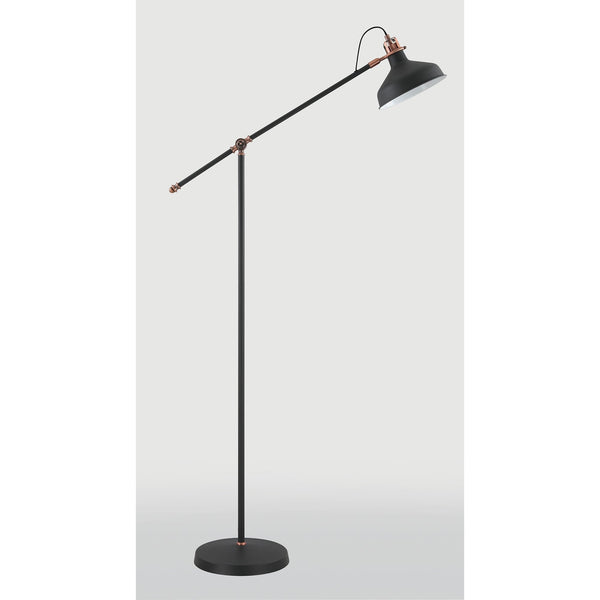 Modbury Adjustable Floor Lamp in Textured Graphite & Copper