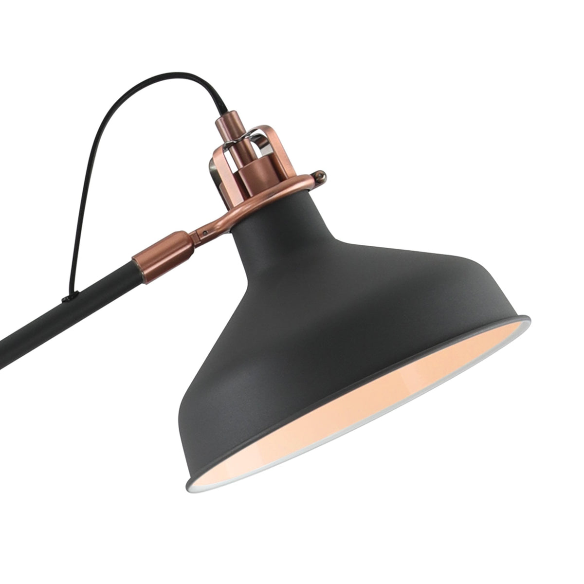Modbury Adjustable Floor Lamp in Textured Graphite & Copper