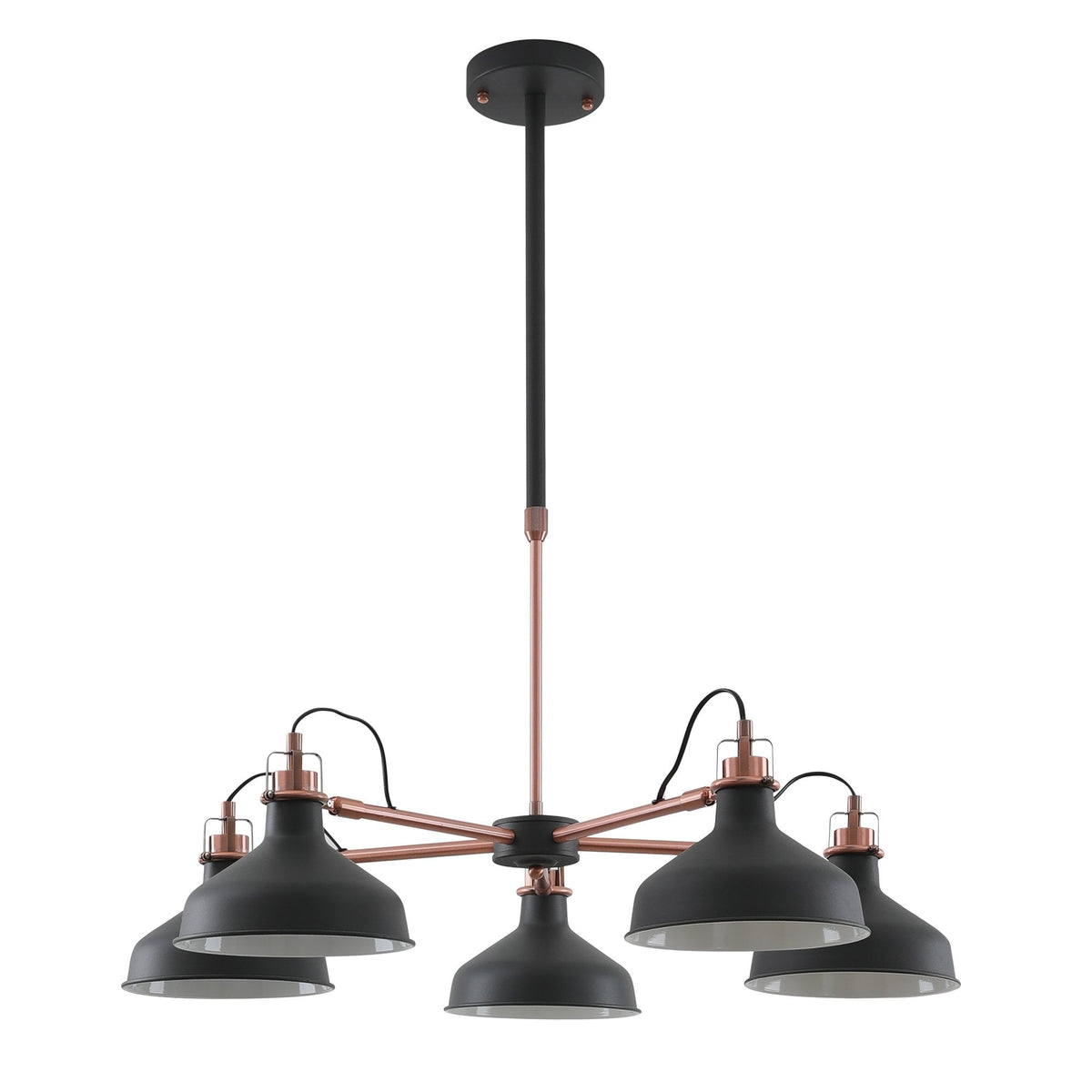 Modbury Telescopic 5 Light Pendant in Textured Graphite & Copper