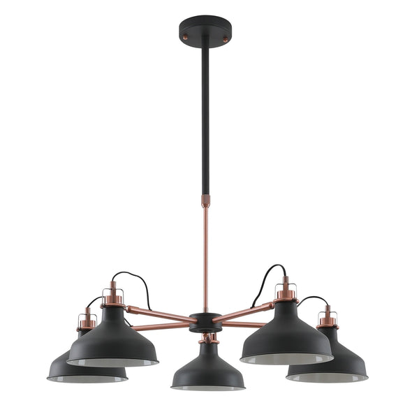 Modbury Telescopic 5 Light Pendant in Textured Graphite & Copper