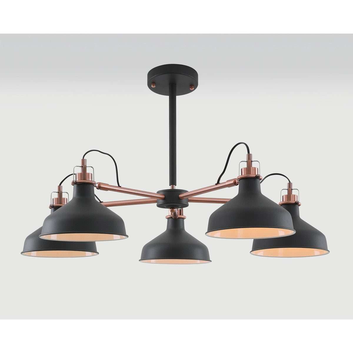 Modbury Telescopic 5 Light Pendant in Textured Graphite & Copper