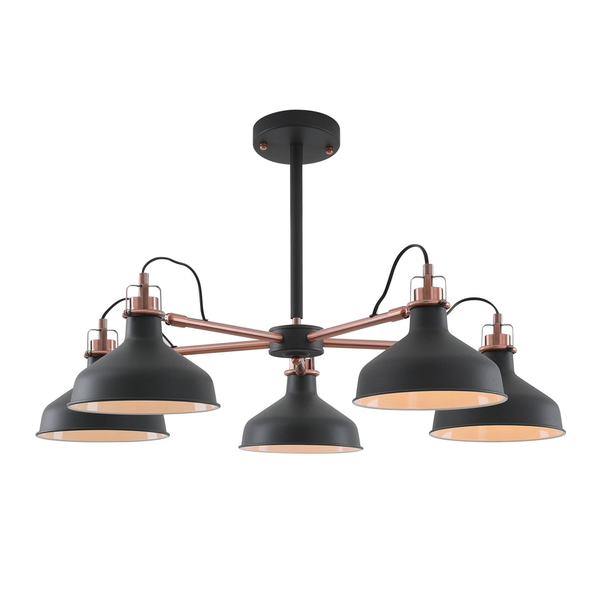Modbury Telescopic 5 Light Pendant in Textured Graphite & Copper