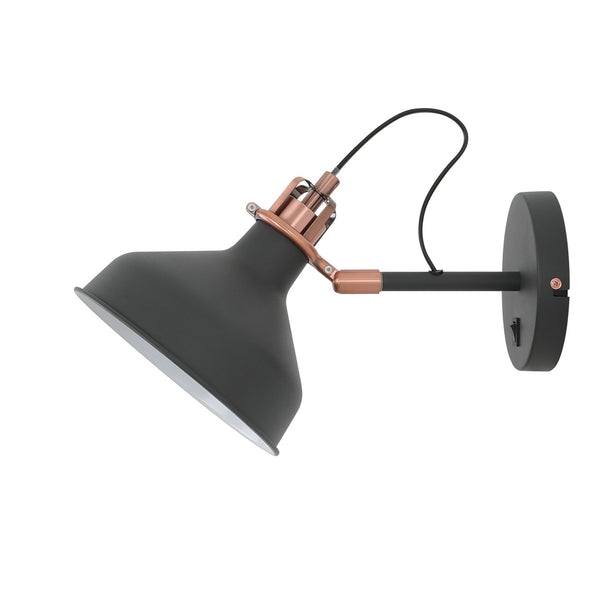 Modbury Switched Adjustable Wall Light in Textured Graphite & Copper