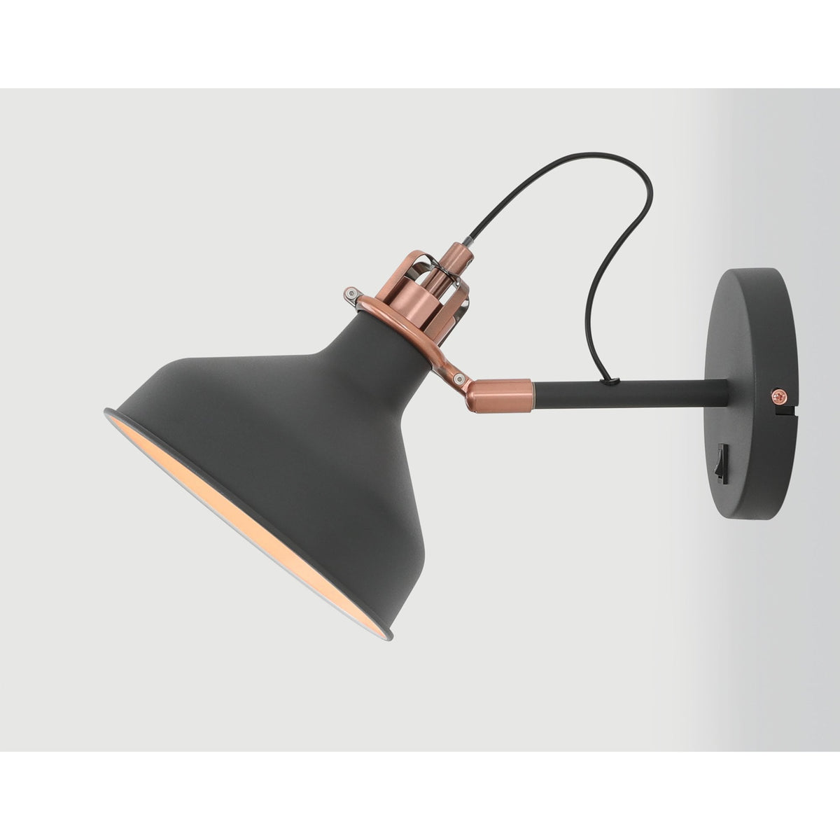 Modbury Switched Adjustable Wall Light in Textured Graphite & Copper