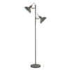 Modbury Twin Adjustable Floor Lamp in Textured Grey & Copper