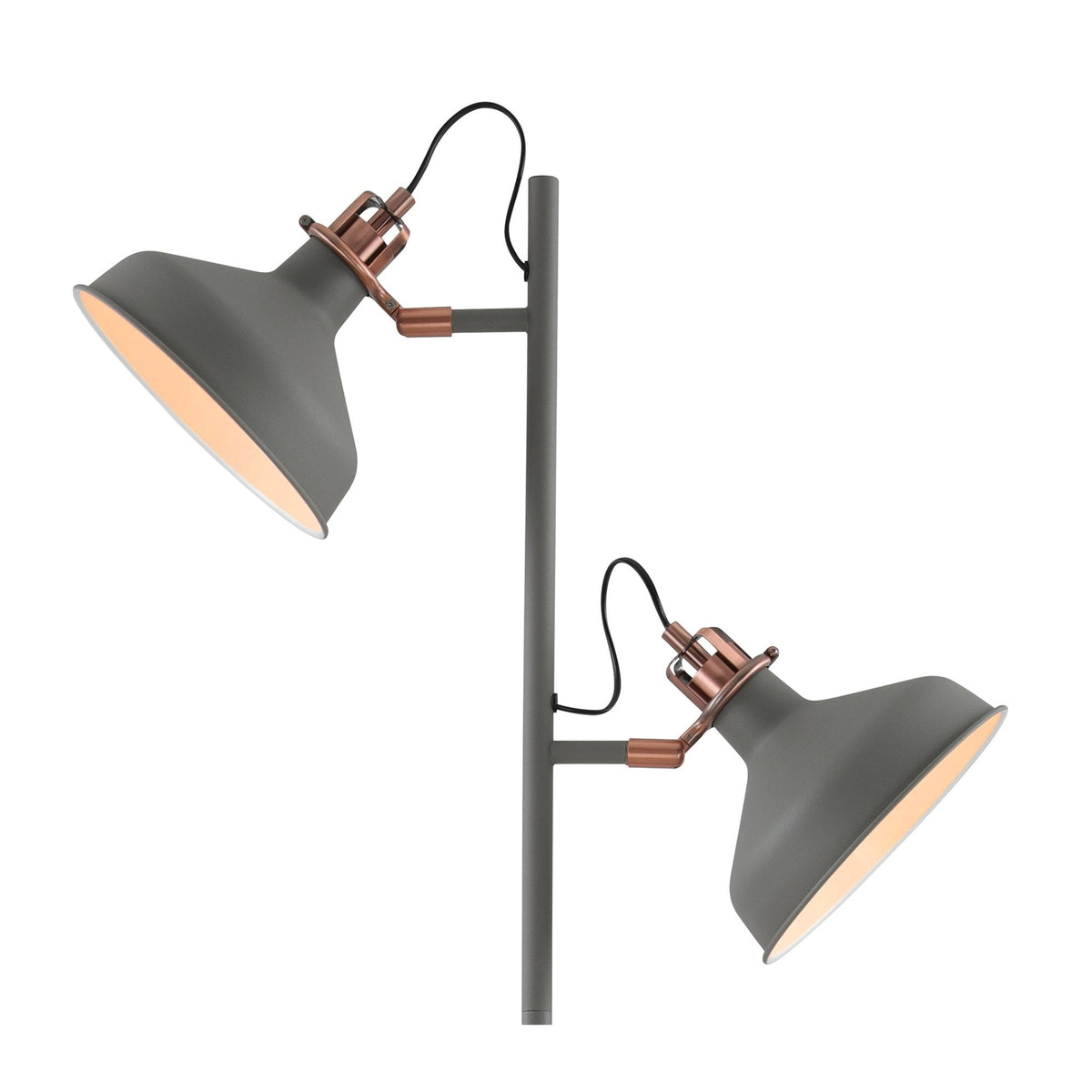Modbury Twin Adjustable Floor Lamp in Textured Grey & Copper