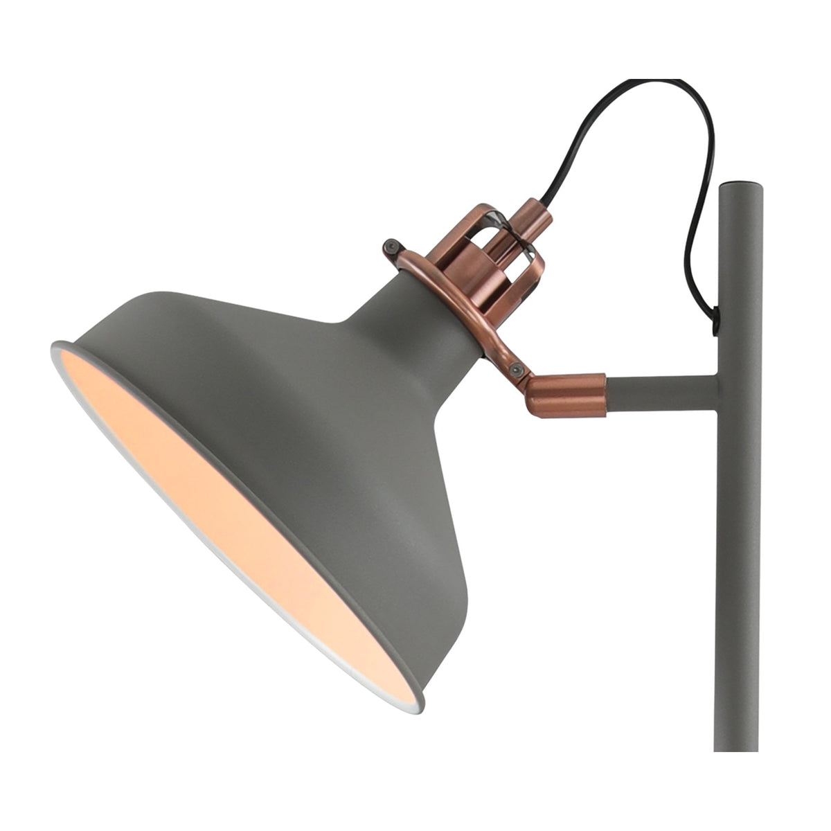 Modbury Twin Adjustable Floor Lamp in Textured Grey & Copper