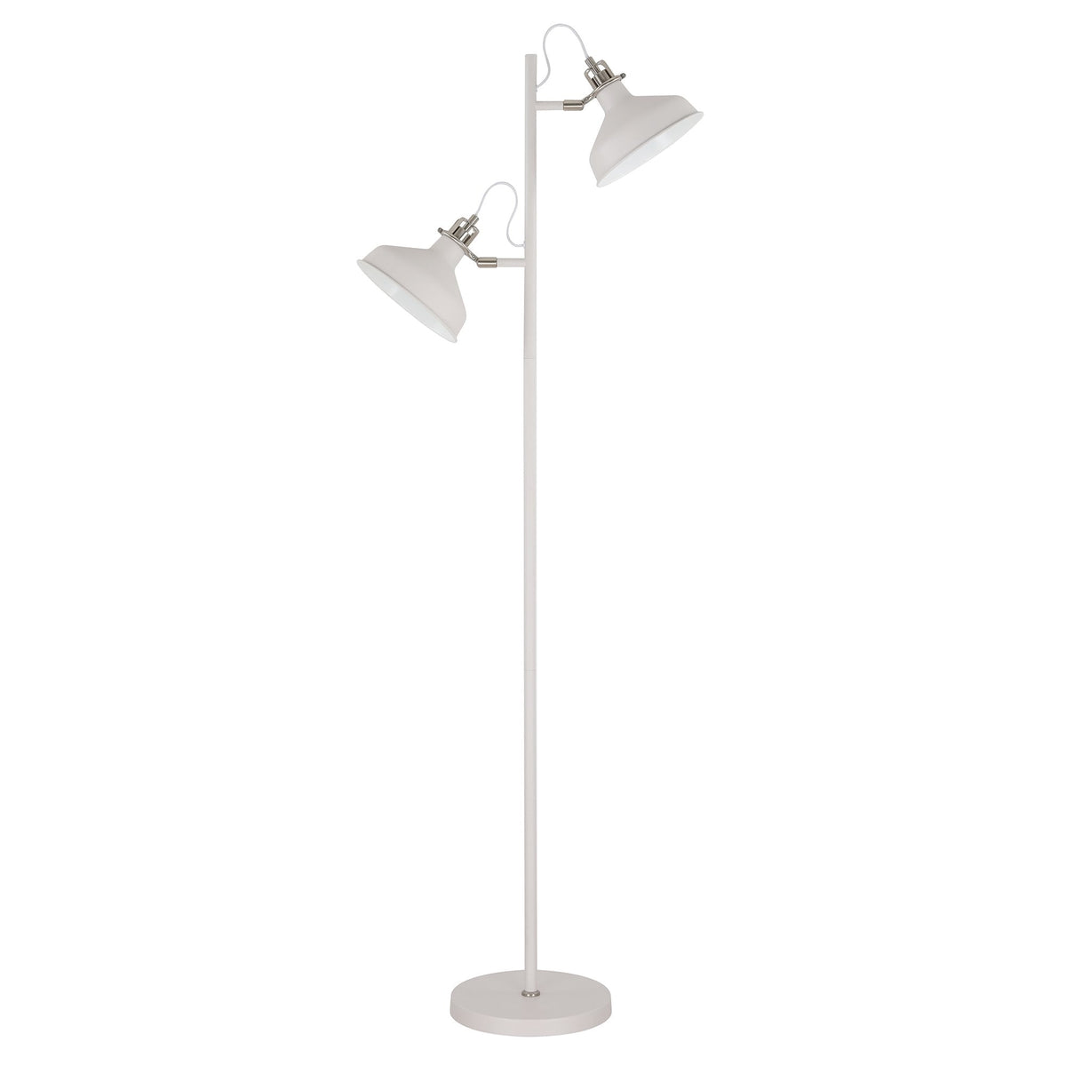 Modbury Twin Adjustable Floor Lamp in Textured White & Satin Nickel