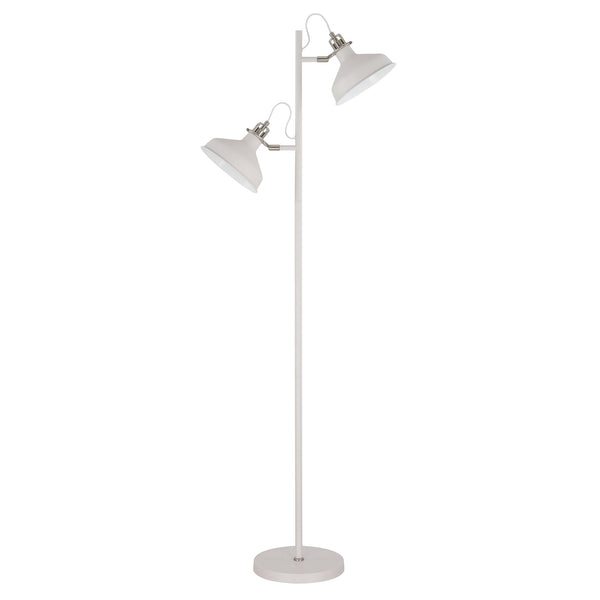 Modbury Twin Adjustable Floor Lamp in Textured White & Satin Nickel