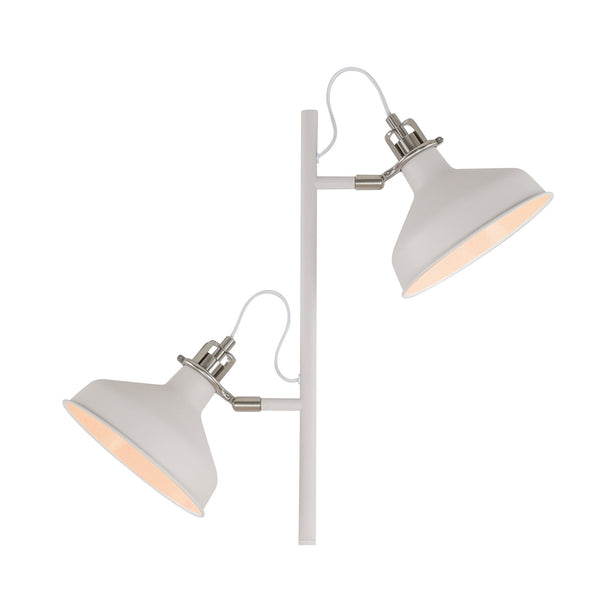Modbury Twin Adjustable Floor Lamp in Textured White & Satin Nickel