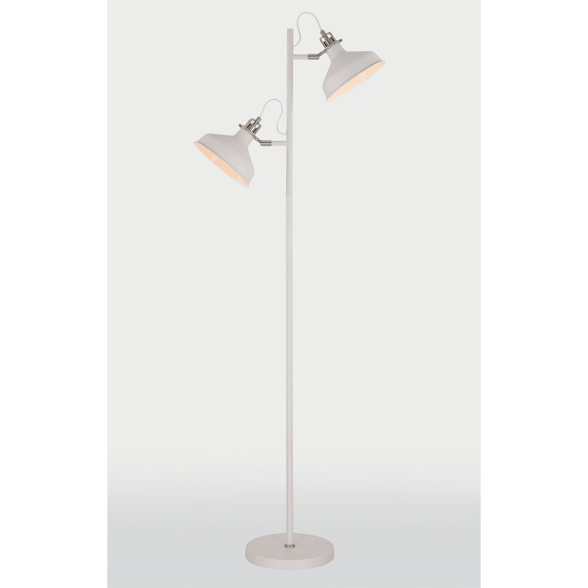 Modbury Twin Adjustable Floor Lamp in Textured White & Satin Nickel