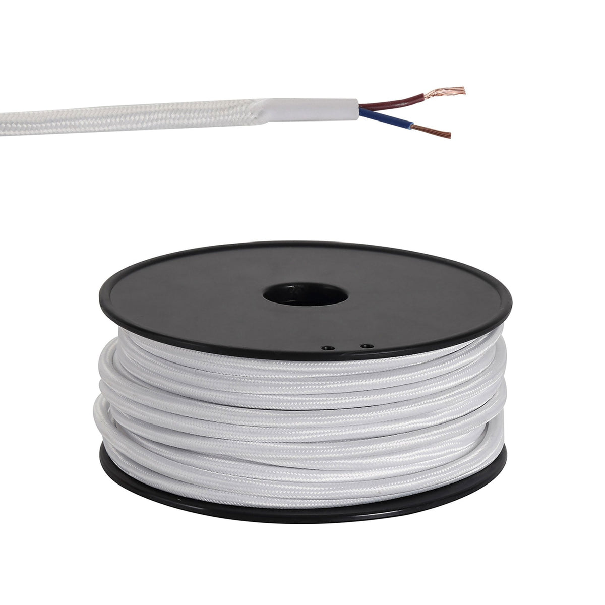 Abode White Braided Cable 2 Core 0.75mm