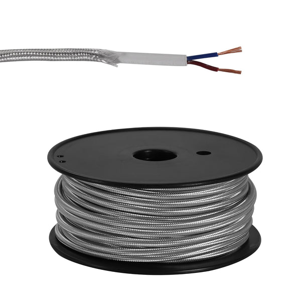 Abode Silver Braided Cable 2 Core 0.75mm