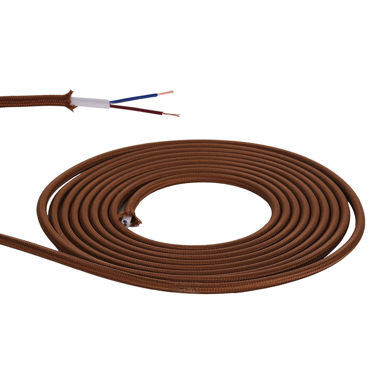 Abode Red Brown Braided Cable 2 Core 0.75mm