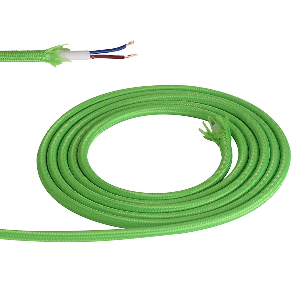 Abode Lime Green Braided Cable 2 Core 0.75mm