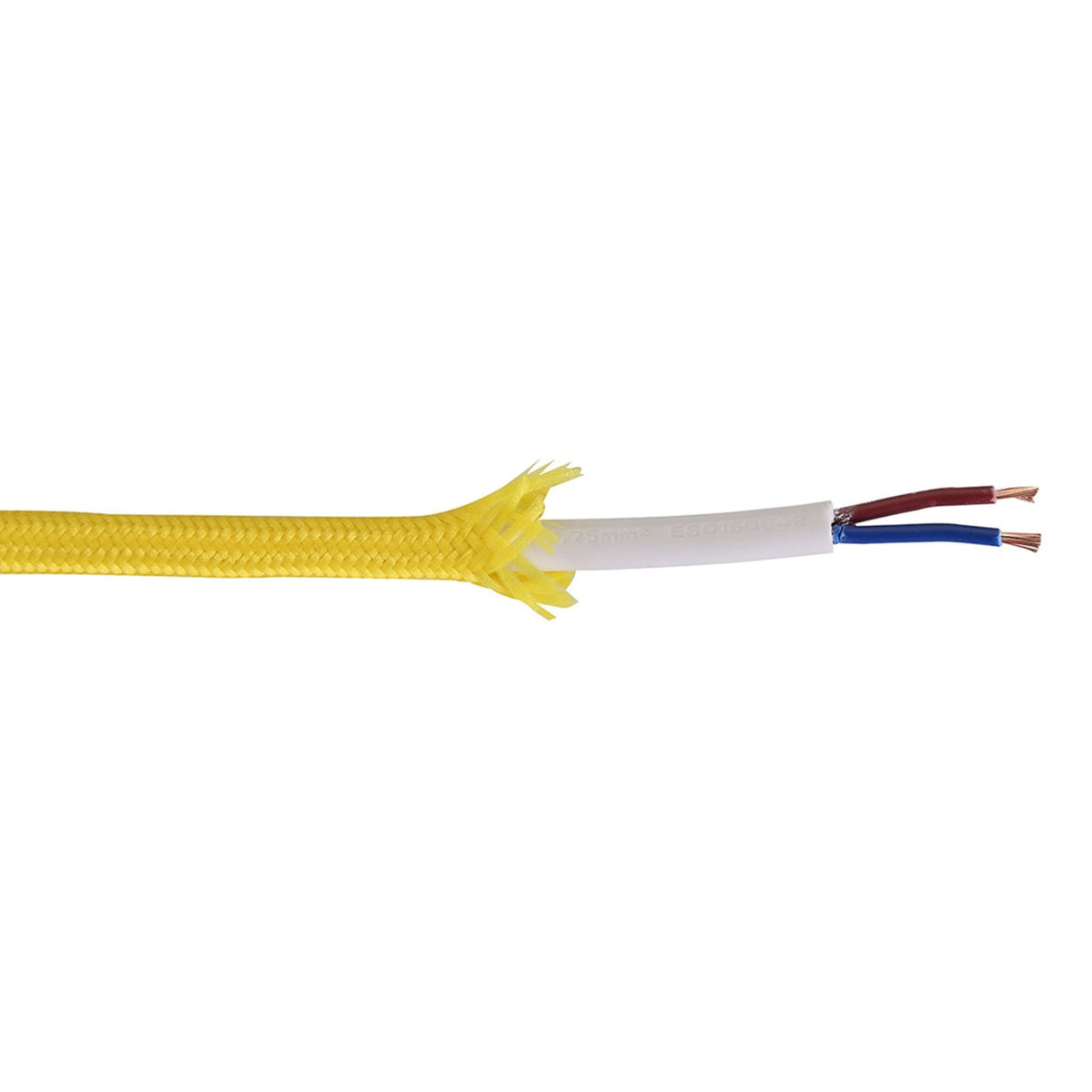 Abode Yellow Braided Cable 2 Core 0.75mm