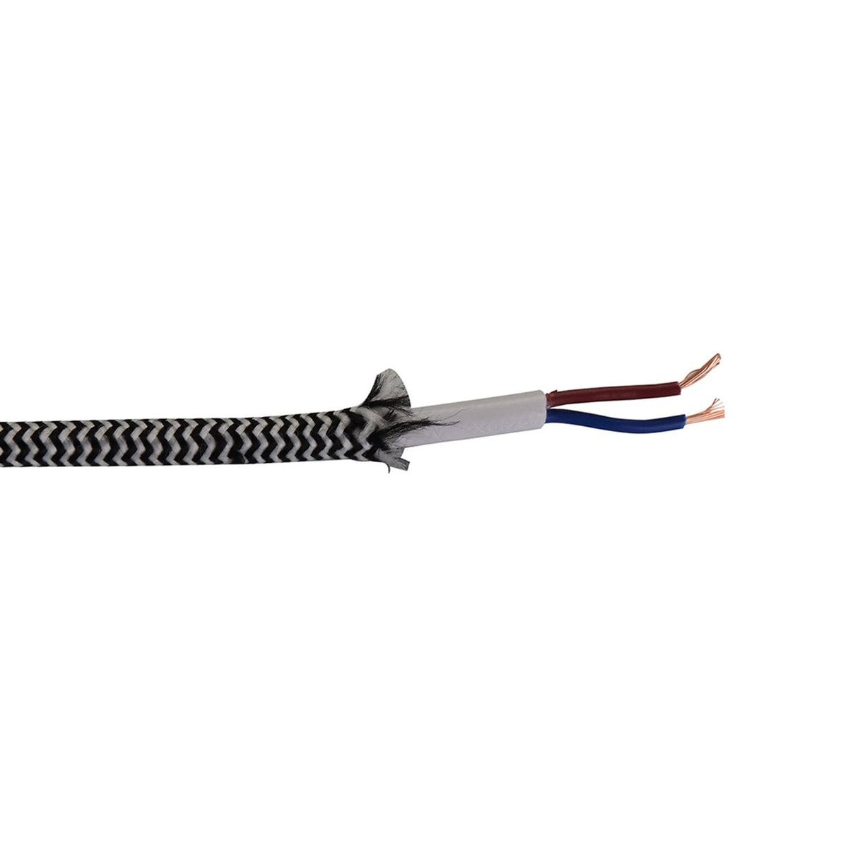 Abode Black & White Wave Stripes Braided Cable 2 Core 0.75mm