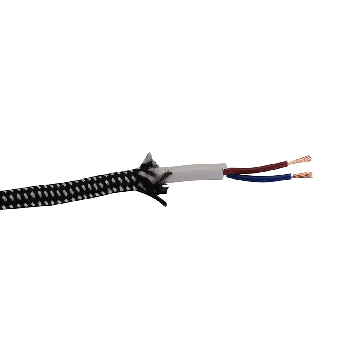 Abode Black & White Spot Braided Cable 2 Core 0.75mm