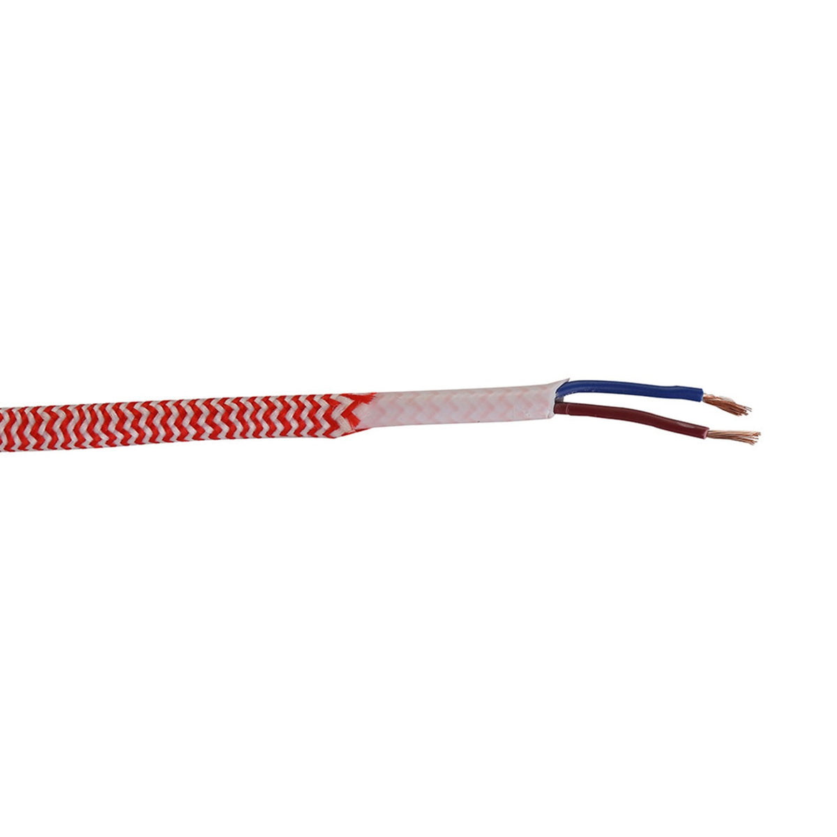 Abode Red & White Wave Stripes Braided Cable 2 Core 0.75mm