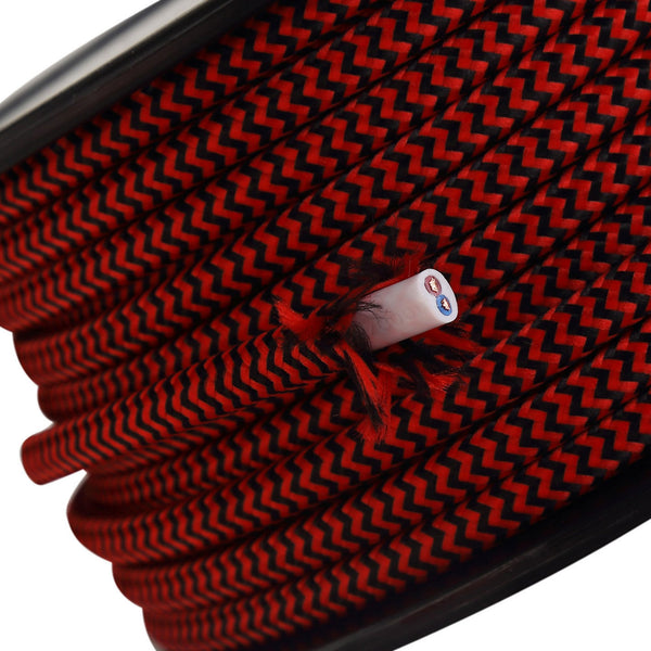 Abode Red & Black Wave Stripes Braided Cable 2 Core 0.75mm