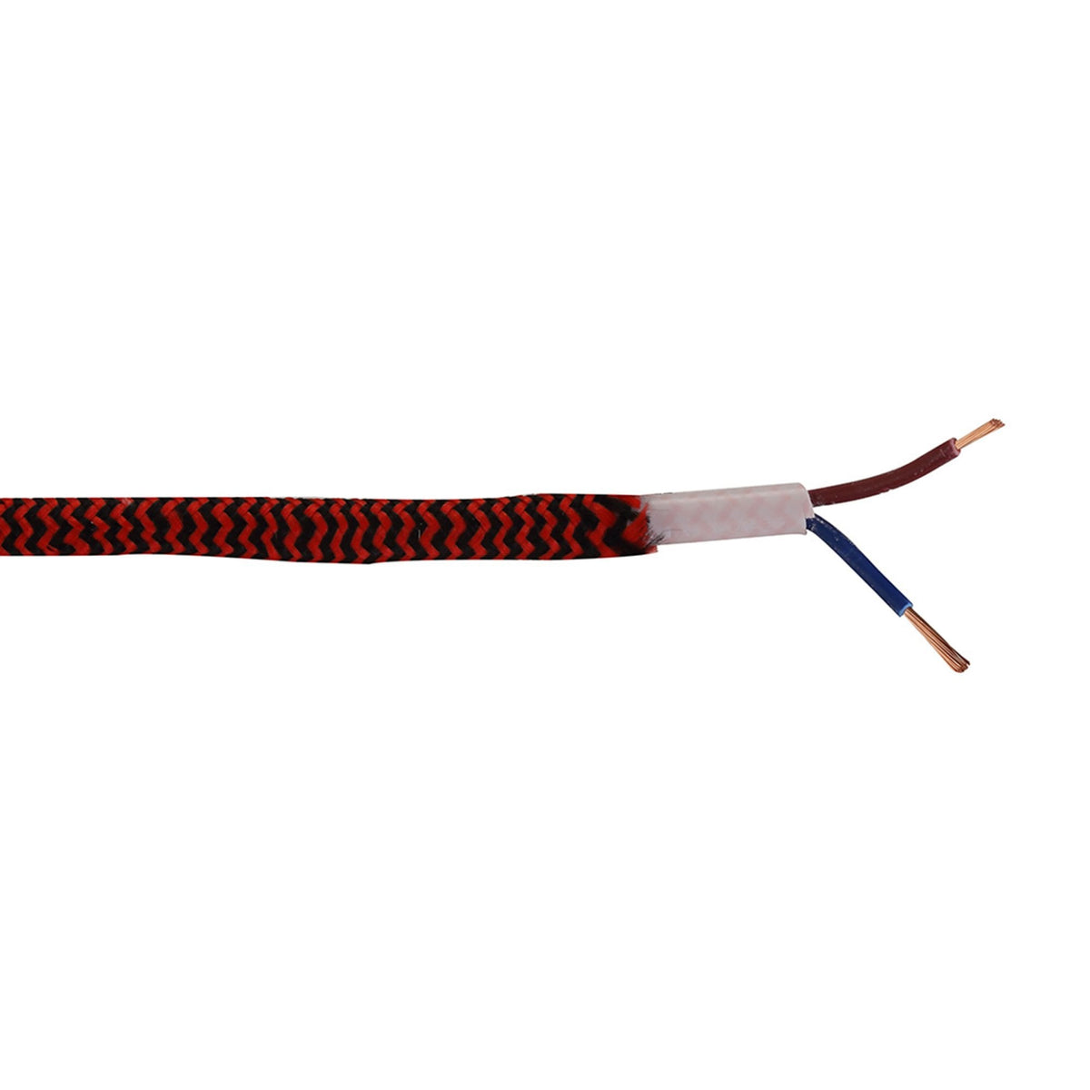 Abode Red & Black Wave Stripes Braided Cable 2 Core 0.75mm
