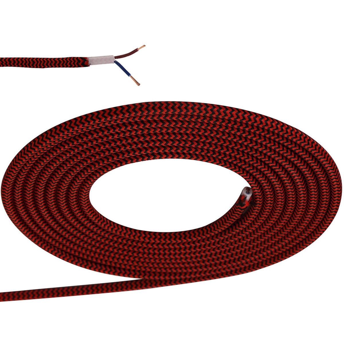 Abode Red & Black Wave Stripes Braided Cable 2 Core 0.75mm
