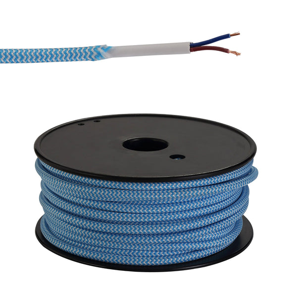 Abode Blue & White Wave Stripes Braided Cable 2 Core 0.75mm