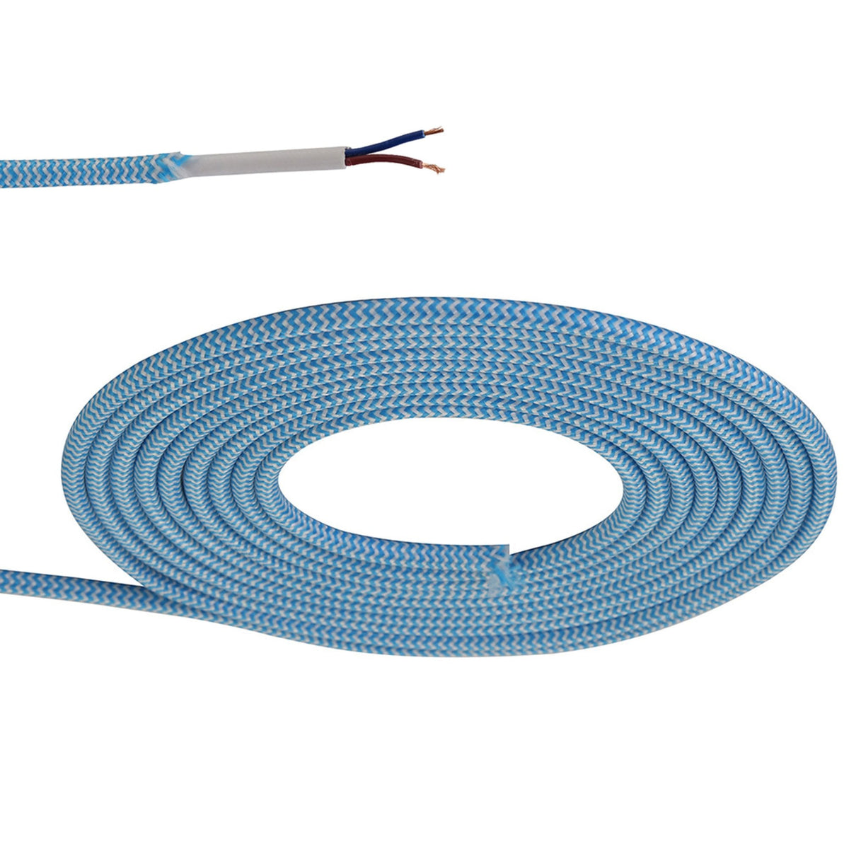 Abode Blue & White Wave Stripes Braided Cable 2 Core 0.75mm