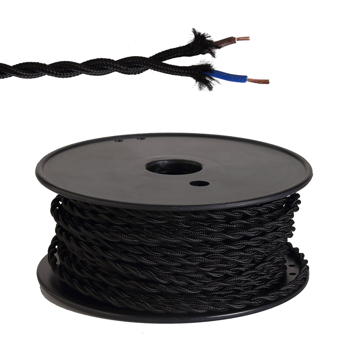 Abode Twisted Black Braided Cable 2 Core 0.75mm