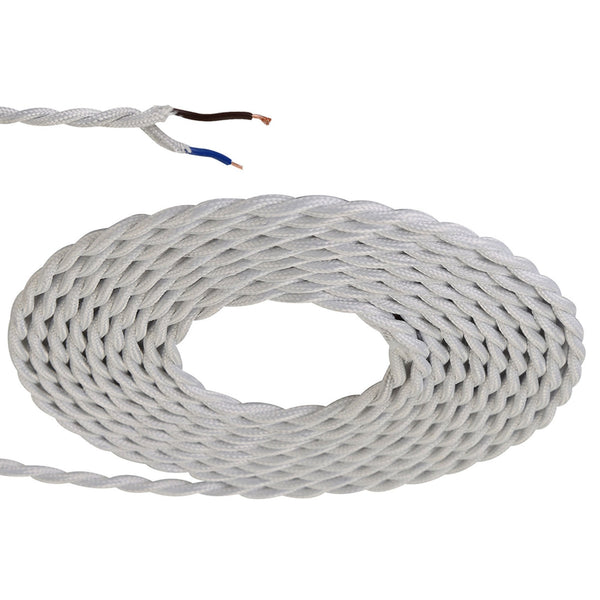 Abode Twisted White Braided Cable 2 Core 0.75mm