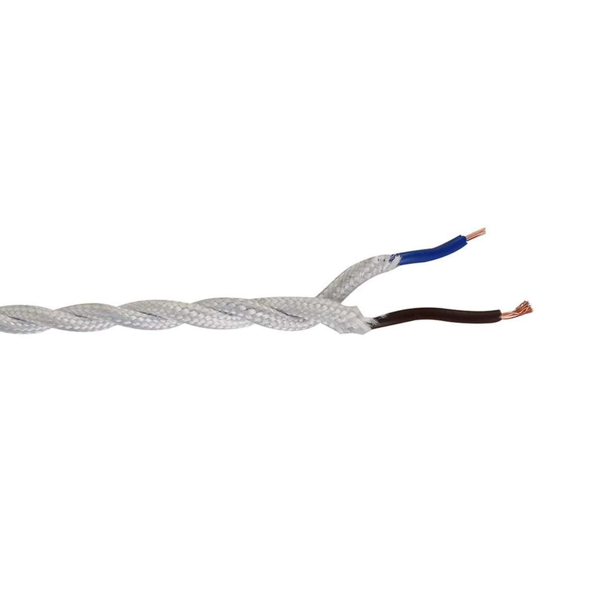 Abode Twisted White Braided Cable 2 Core 0.75mm