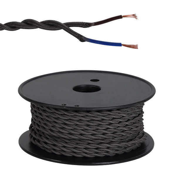 Abode Twisted Grey Braided Cable 2 Core 0.75mm